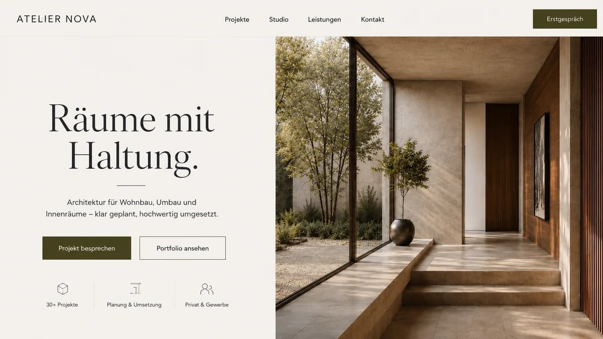 Website preview for architecture studios in Austria