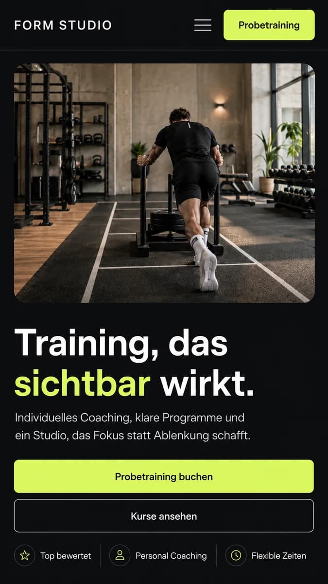 Website preview for fitness studios in Austria