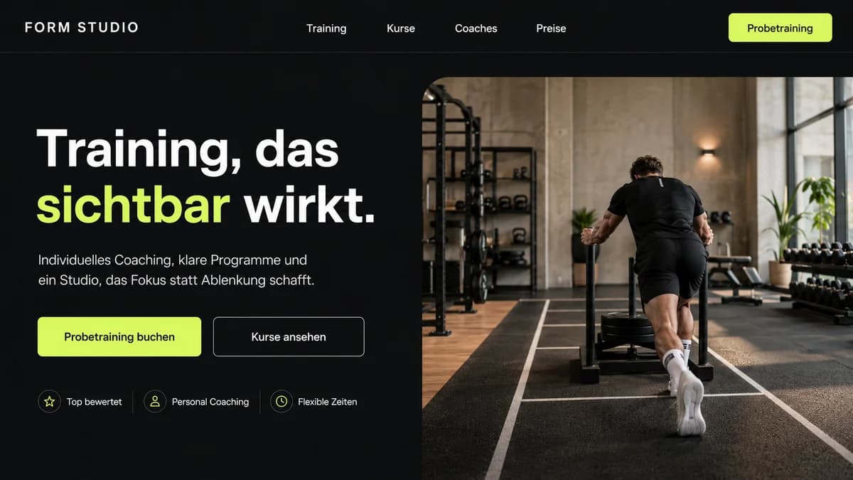 Website preview for fitness studios in Austria
