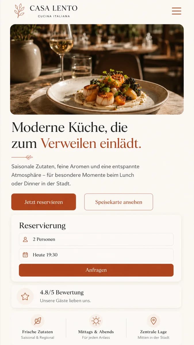 Website Vorschau für Gastronomie Betriebe in Österreich