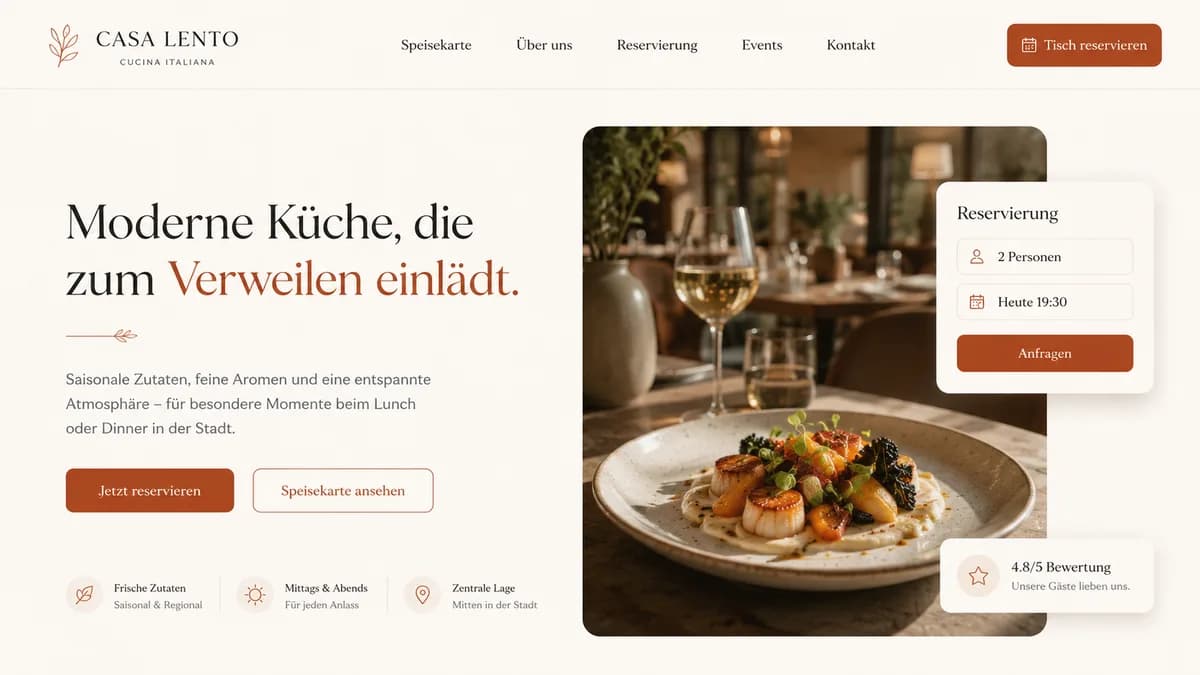 Website Vorschau für Gastronomie Betriebe in Österreich