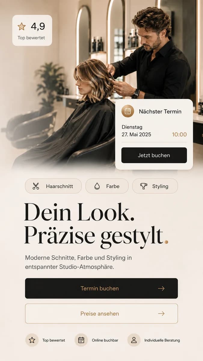Website preview for hairdressers in Austria